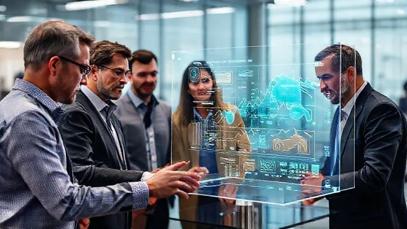 A photorealistic, professional photography, 8K, cinematic lighting, sharp focus, depth of field, shot on a high-end DSLR, depicting a diverse group of financial experts, data scientists, and blockchain developers collaborating around a holographic display showing complex digital asset valuation models and on-chain data visualizations.