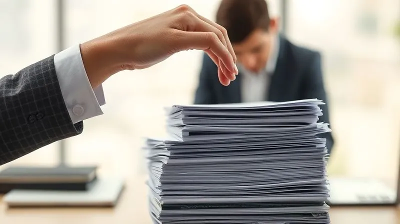 A photorealistic image of a strong, compassionate hand reaching out to lift a professional who is looking down at a stack of tax forms, symbolizing help and relief from a burden. The background is softly blurred, highlighting the interaction. Professional photography, 8K, cinematic lighting, sharp focus on the hands and faces, depth of field, shot on a high-end DSLR.