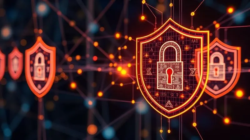 A photorealistic, professional photography, 8K, cinematic lighting, sharp focus, depth of field, shot on a high-end DSLR of glowing, intricate digital data streams flowing securely through a series of interlocking, transparent cryptographic shields, symbolizing tokenization and end-to-end encryption. The background is a blurred abstract representation of a complex network.