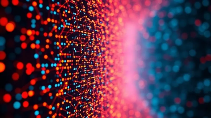 A photorealistic abstract visualization of data transformation. Raw, vibrant data points are shown entering a complex, glowing digital filter, emerging as blurred, generalized patterns on the other side. The filter itself is a intricate network of lines and nodes, representing anonymization algorithms. Cinematic lighting, sharp focus on the filtering process, depth of field blurring the original and transformed data, 8K hyper-detailed.