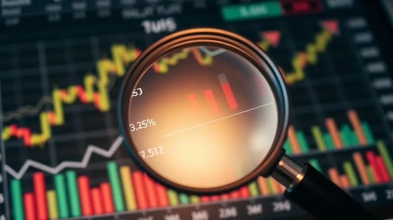 A photorealistic image of a diverse investment portfolio chart with arrows indicating strategic movements, a magnifying glass hovering over key data points, cinematic lighting, sharp focus, depth of field, 8K hyper-detailed, shot on a high-end DSLR.