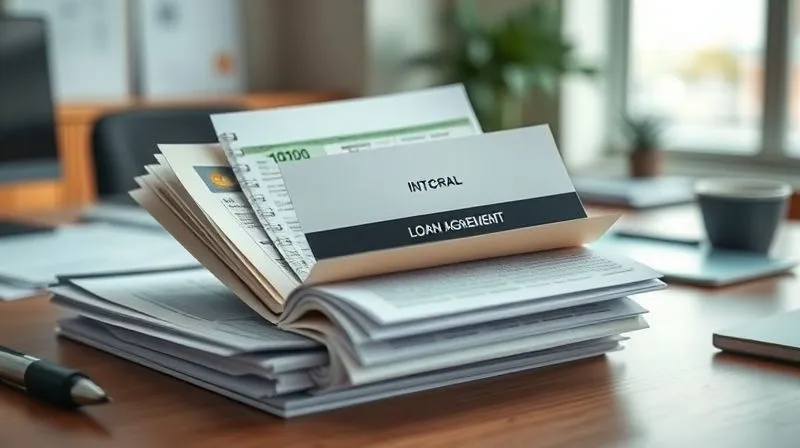 A photorealistic image of several diverse financial documents (credit card statements, loan agreements) neatly converging into a single, organized file, symbolizing debt consolidation. Cinematic lighting, sharp focus on the documents, depth of field blurring a professional desk in the background. 8K hyper-detailed, shot on a high-end DSLR.