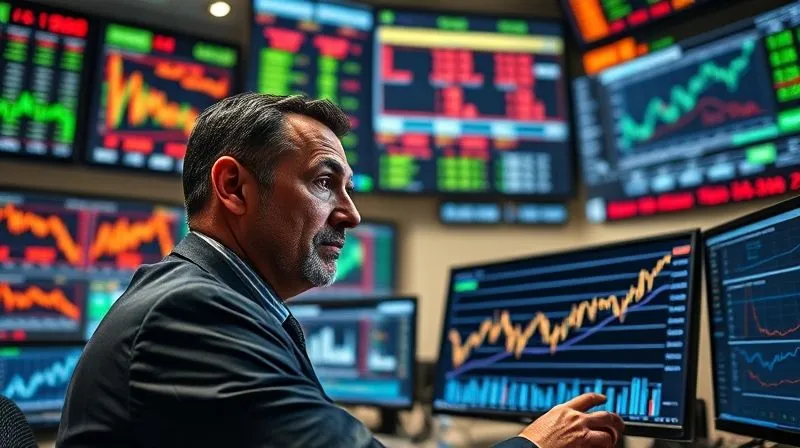 A photorealistic image of a central bank's control room, with multiple screens displaying complex economic data, charts, and graphs. A focused economist, with a serious expression, is analyzing a particularly volatile inflation chart. Cinematic lighting, sharp focus on the economist and the data, shallow depth of field blurring the background. 8K hyper-detailed, professional photography, shot on a high-end DSLR.