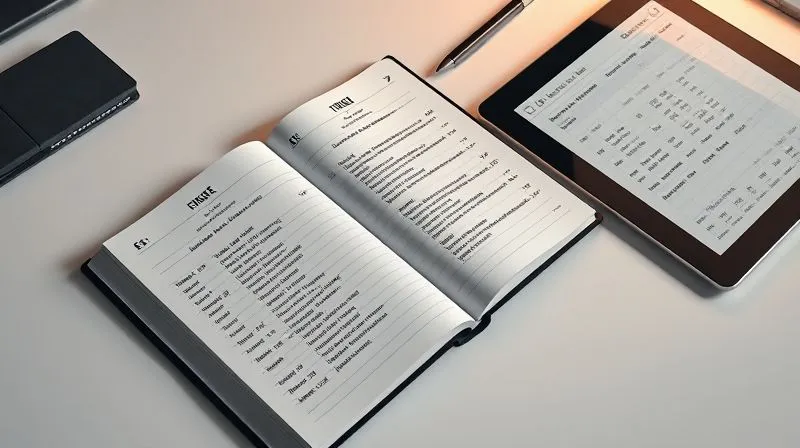 photorealistic, professional photography, 8K, cinematic lighting, sharp focus, depth of field, shot on a high-end DSLR. A clean, organized desk with a ledger book open to a page filled with detailed cryptocurrency transaction entries. Next to it, a sleek hardware crypto wallet and a modern tablet displaying a spreadsheet of digital asset records. The scene emphasizes meticulousness and financial order.