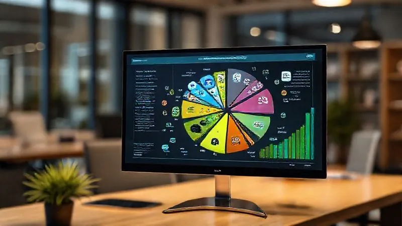 A photorealistic image showing a diverse portfolio of investments represented by a vibrant pie chart made of different financial symbols (stocks, bonds, real estate icons) on a digital screen, with a blurred background of a modern office. Cinematic lighting, sharp focus on the pie chart, depth of field. Shot on a high-end DSLR, 8K hyper-detailed.
