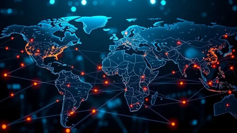 A photorealistic image of an interconnected global supply chain network, with resilient nodes and flexible pathways, showcasing data flowing through secure channels, cinematic lighting, sharp focus on the network, depth of field, 8K hyper-detailed, professional photography.