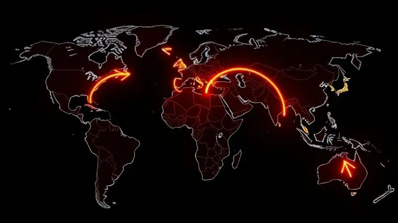 photorealistic, professional photography, 8K, cinematic lighting, sharp focus, depth of field, shot on a high-end DSLR. A stylized world map with prominent, glowing arrows indicating a shift in manufacturing and supply routes from distant regions back to closer, domestic locations. The arrows are vibrant, symbolizing new investment and strategic movement, while older, longer routes appear faded or broken. The image evokes a sense of strategic reorientation.