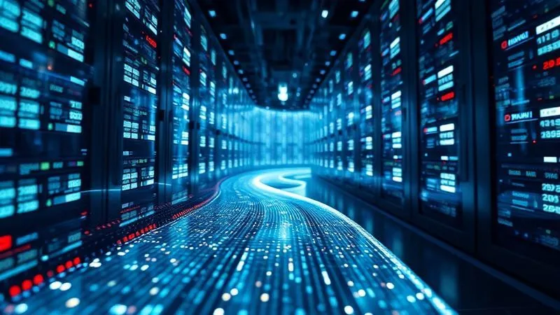 A photorealistic, low-angle shot of a glowing, transparent digital audit trail, resembling a flowing river of light, winding through a series of secure data vaults. Each vault is clearly labeled with dates and user IDs, emphasizing meticulous record-keeping and data integrity. Professional photography, 8K, cinematic lighting, sharp focus on the flowing data, depth of field blurring the background of a high-tech data center, shot on a high-end DSLR.