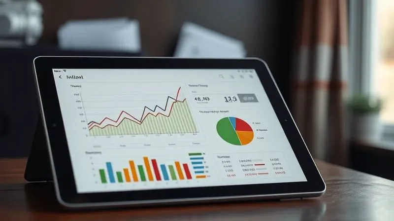 A photorealistic image of a diverse investment portfolio displayed on a tablet screen, showing growth curves and a pie chart of asset allocation, with a subtle overlay of tax forms in the background, symbolizing strategic financial planning. Cinematic lighting, sharp focus on the tablet, depth of field blurring the background, 8K hyper-detailed, professional photography.