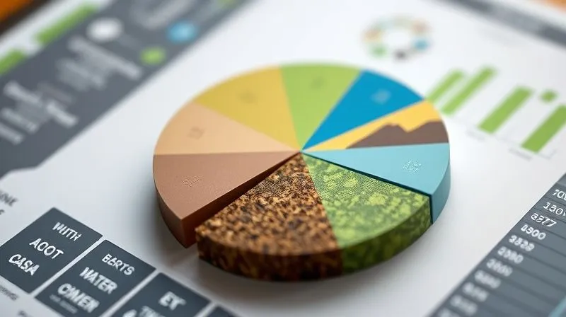 A photorealistic stylized financial pie chart, visually segmented into different asset classes (e.g., green for renewable energy, blue for clean water, brown for sustainable agriculture), with subtle icons representing social impact. Professional photography, 8K, cinematic lighting, sharp focus, depth of field.
