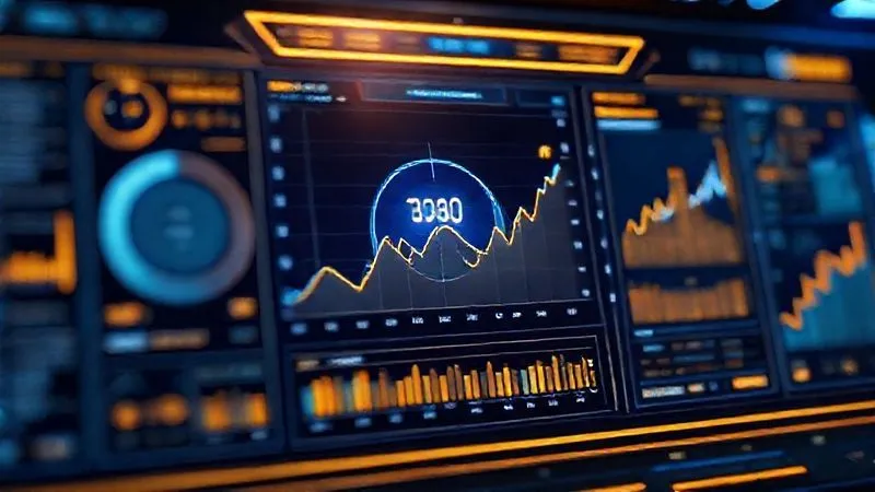 Photorealistic image of a complex financial dashboard displaying various credit metrics and a rising FICO score graph, with data points highlighted. Sleek, futuristic design, cinematic blue and gold lighting, sharp focus on the central graph, depth of field blurring peripheral data. 8K hyper-detailed, professional photography, shot on a high-end DSLR.