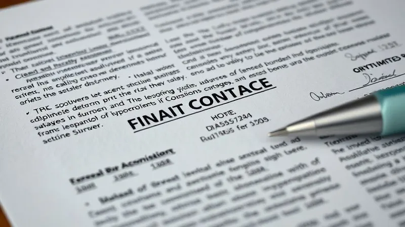 A photorealistic close-up of a financial contract document with complex legal jargon and signatures, symbolizing advanced financial strategies and agreements. Professional photography, 8K, cinematic lighting, sharp focus on the text, depth of field.