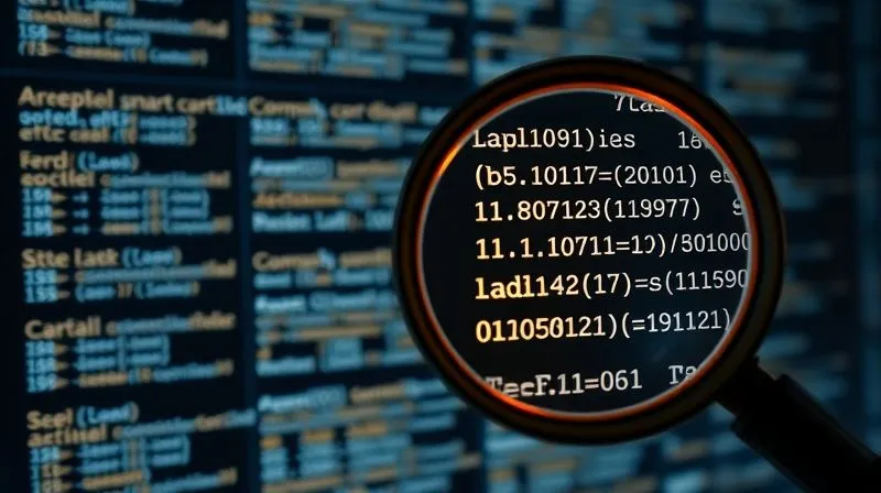 A photorealistic, professional photography, 8K, cinematic lighting, sharp focus, depth of field, shot on a high-end DSLR, depicting intricate mathematical equations and glowing logic gates overlaying abstract smart contract code on a digital screen, with a magnifying glass highlighting a perfectly verified section, conveying precision and absolute certainty.