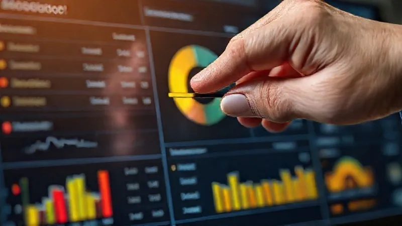 A photorealistic image of a financial dashboard displaying various debt categories with color-coded indicators (red for high priority, yellow for medium, green for low). A human hand, with a determined grip, is adjusting a slider to re-prioritize an item, reflecting strategic decision-making. Cinematic lighting, sharp focus on the dashboard, depth of field blurring the background, 8K hyper-detailed, professional photography, shot on a high-end DSLR.