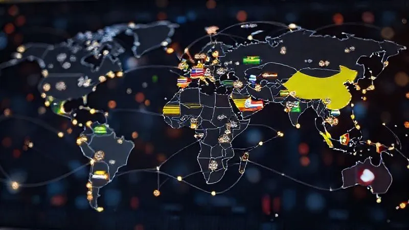 A photorealistic, professional photography, 8K image depicting a global financial map with interconnected lines representing capital flows and different country flags, overlaid with subtle, dynamic currency symbols, all under cinematic lighting, sharp focus on the map's details, depth of field blurring the background, shot on a high-end DSLR, symbolizing global diversification and currency dynamics.