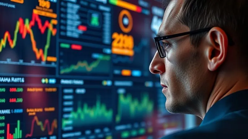 Photorealistic, professional photography, 8K, cinematic lighting, sharp focus, depth of field, shot on a high-end DSLR. A glowing, futuristic dashboard displaying complex financial data visualizations, charts, and real-time transaction feeds, with a focus on an AI-powered anomaly detection system highlighting a specific transaction. The screen reflects on a focused business professional's face.