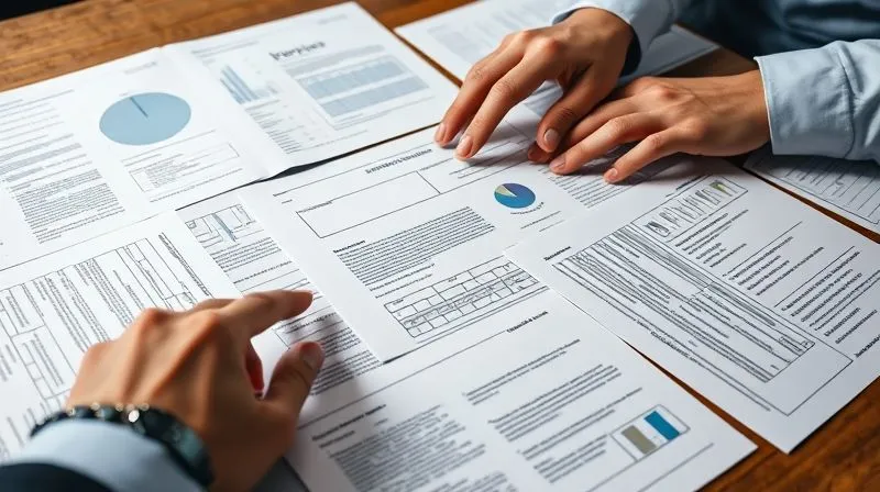 A photorealistic image of a detailed appraisal report spread out on a table, with hands pointing to specific sections, suggesting careful review and analysis. Professional photography, 8K, cinematic lighting, sharp focus on the documents, depth of field, shot on a high-end DSLR.