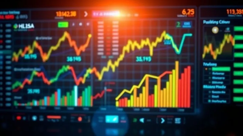 photorealistic, professional photography, 8K, cinematic lighting, sharp focus, depth of field, shot on a high-end DSLR. A sophisticated, glowing financial dashboard displaying a blend of traditional stock market charts and cryptocurrency price graphs, seamlessly integrated. Holographic elements show real-time asset tokenization and DeFi yields, reflecting innovation and strategic product development within a modern financial institution.