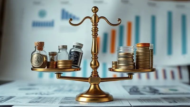 A photorealistic image showing a balanced scale, with various items of different sizes and values on each side, representing the concept of fairness and equity, not just equality, in wealth distribution. Cinematic lighting, sharp focus on the scale, depth of field blurring a background of financial documents, 8K hyper-detailed, professional photography.
