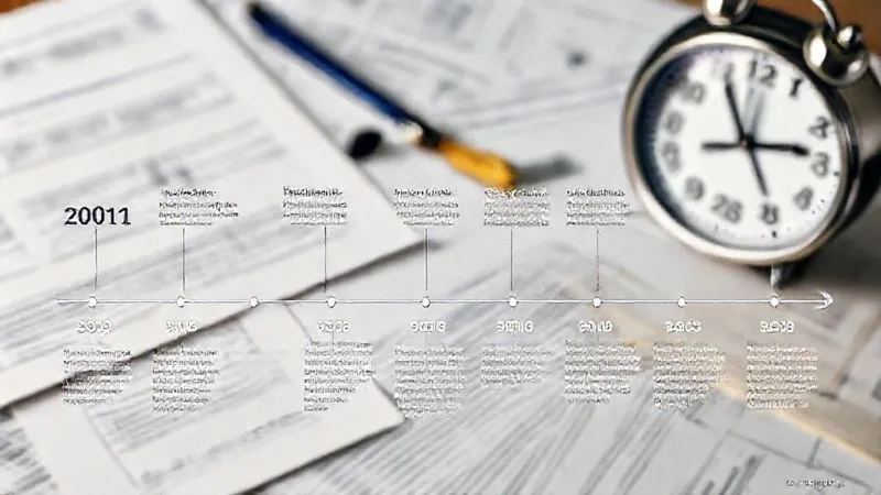 A photorealistic timeline chart depicting key U.S. estate tax law changes from 2001 to 2025, with specific legislative acts and exemption amounts highlighted, against a backdrop of financial documents and a ticking clock. Professional photography, 8K, cinematic lighting, sharp focus, depth of field.