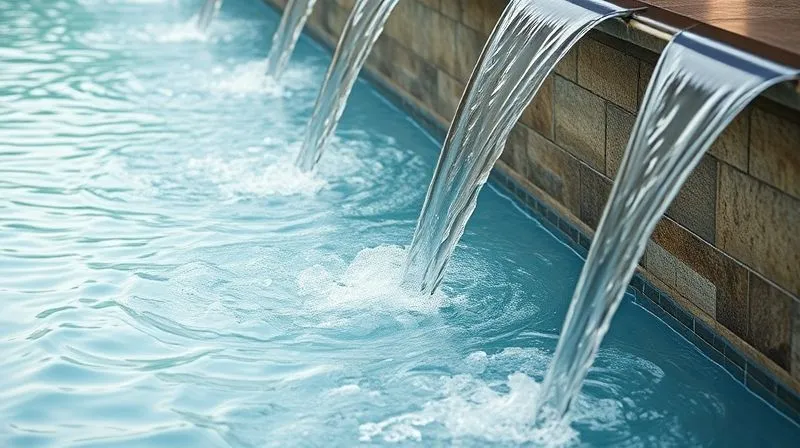 A photorealistic image depicting a series of cascading water features, with each pool representing a different type of retirement account (taxable, tax-deferred, tax-free), and the water flowing sequentially, illustrating an optimized withdrawal strategy. Professional photography, 8K, cinematic lighting, sharp focus on the water flow, depth of field, shot on a high-end DSLR.