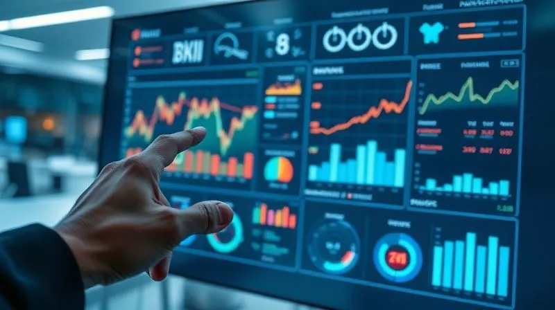 A photorealistic image of a sleek, modern financial dashboard displayed on a large, transparent screen in a futuristic office setting. Dynamic charts and graphs show consistent, clear financial data, with glowing key performance indicators. A hand gestures towards the screen, indicating interaction. Cinematic lighting, sharp focus on the dashboard, depth of field, 8K hyper-detailed, professional photography.