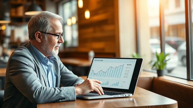 A photorealistic image of two diverse professionals, one slightly older and one younger, sitting at a modern coffee shop table, discussing a financial document on a laptop screen. The older professional is pointing to a positive credit trend graph, conveying mentorship and guidance. Cinematic lighting, sharp focus on their faces and the screen, depth of field blurring the background. 8K, professional photography, shot on a high-end DSLR.