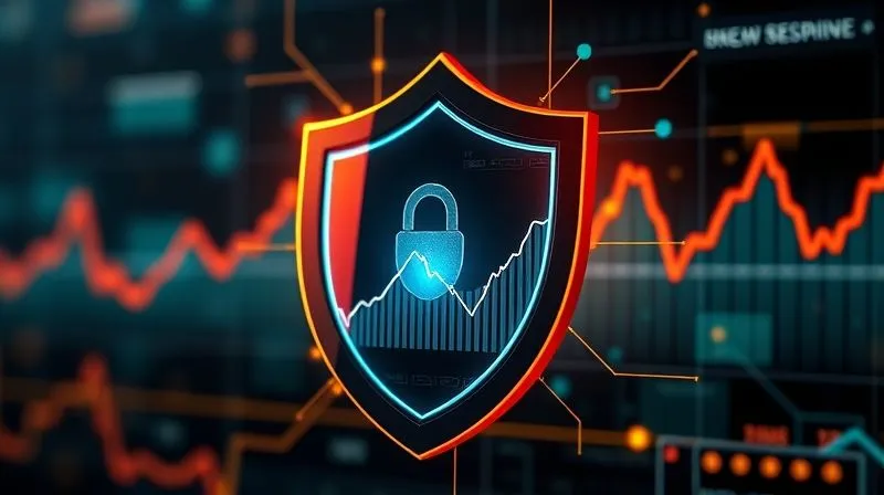 A photorealistic conceptual image showing a robust digital shield protecting a stylized business financial graph, with glowing lines representing data flow. The shield is strong and impenetrable, symbolizing proactive security. Cinematic lighting, sharp focus on the shield and graph, depth of field blurring abstract background elements. Shot on a high-end DSLR, 8K hyper-detailed.