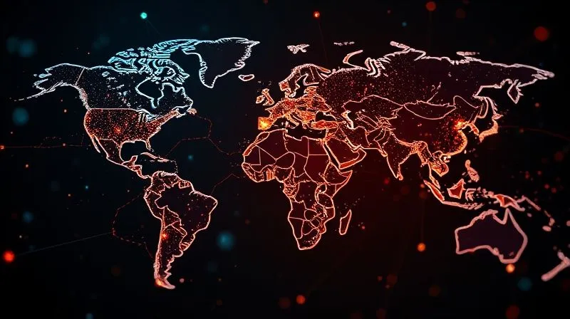 A photorealistic, professional photography, 8K, cinematic lighting, sharp focus, depth of field shot on a high-end DSLR, depicting a holographic world map fractured into distinct, glowing digital currency zones, with lines of digital data flowing between them, some smoothly, others encountering visible friction or barriers. The image conveys geopolitical tension and digital sovereignty.