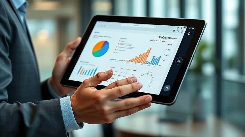 A photorealistic image of a financial advisor and client collaborating over a sleek tablet displaying an interactive, user-friendly student loan repayment simulator with dynamic charts and projections. The interface is clean and modern, showing clear progress towards debt freedom. Cinematic lighting, sharp focus on the tablet and hands, 8K hyper-detailed, depth of field blurring a modern office background, shot on a high-end DSLR.