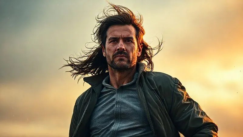 A photorealistic image of a person standing resiliently against a strong wind, symbolizing mental fortitude in financial challenges, with a calm and determined expression, cinematic lighting, sharp focus, 8K hyper-detailed.
