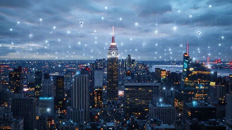 A photorealistic, professional photography shot of a resilient digital cityscape, with glowing protective network shields forming intricate patterns around key financial buildings. The sky is clearing after a digital storm, symbolizing recovery and enhanced security. Cinematic lighting, sharp focus on the protective shields, depth of field blurring the background city. 8K hyper-detailed, conveying robust post-exploit defense and renewal.