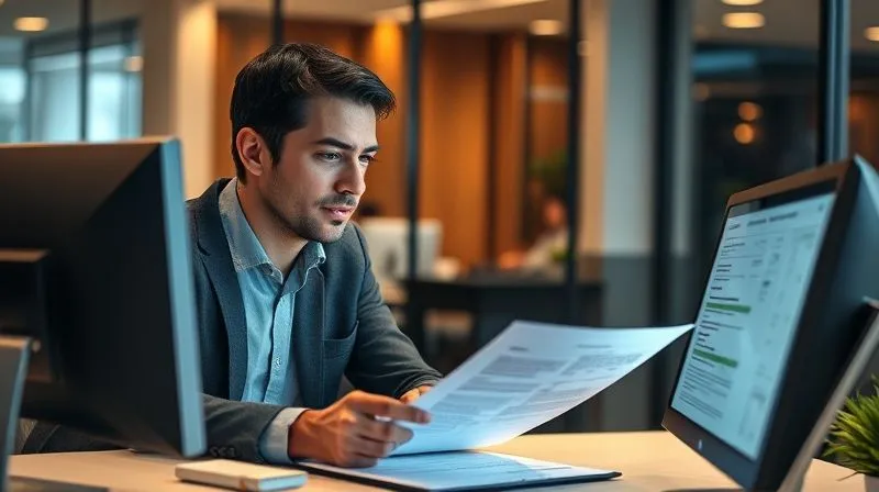 photorealistic, professional photography, 8K, cinematic lighting, sharp focus, depth of field, shot on a high-end DSLR, a tax professional (e.g., CPA or EA) in a modern office setting, calmly explaining documents to a client, both looking at a computer screen with tax forms, a sense of reassurance and expert guidance, warm, inviting light.