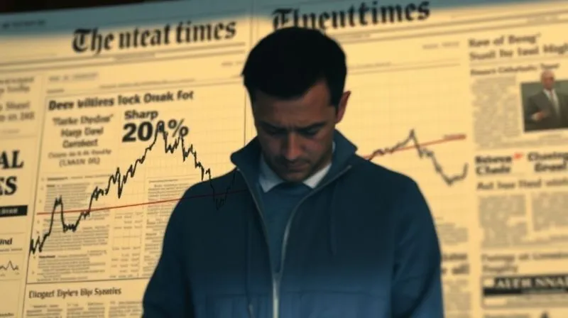 photorealistic, professional photography, 8K, cinematic lighting, sharp focus on a detailed line graph showing significant market volatility and a sharp 20% decline, with a subtle overlaid shadow of a worried person, depth of field blurring the background, financial newspaper headlines visible, shot on a high-end DSLR, conveying concern but also the cyclical nature of markets.