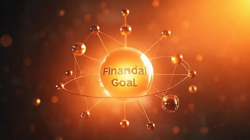 photorealistic, professional photography, 8K, cinematic lighting, sharp focus, depth of field, shot on a high-end DSLR. A dynamic and abstract representation of diversified investments. Multiple interconnected spheres and geometric shapes, each representing a different asset class (stocks, bonds, real estate, alternatives), are gracefully orbiting a central, glowing 'Financial Goal' orb. The scene is bathed in warm, empowering light, suggesting growth and strategic alignment. Sharp focus on the interconnectedness, with a soft depth of field.