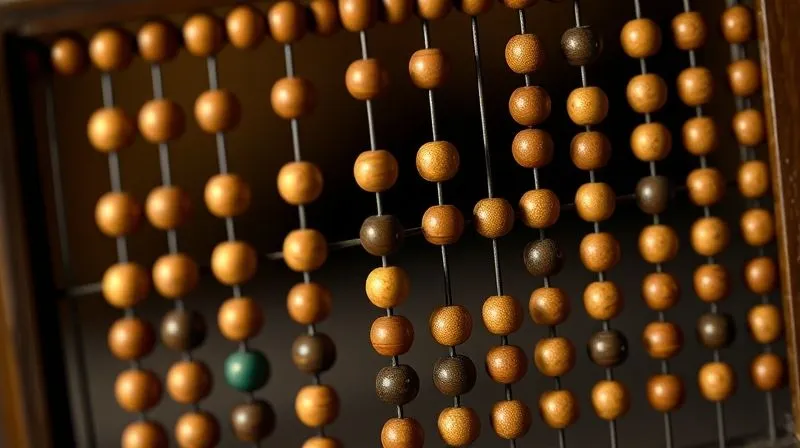 A photorealistic image of a vintage abacus with a complex array of beads, some representing profits and others representing cash, showing a clear imbalance, cinematic lighting, sharp focus, depth of field, 8K hyper-detailed, shot on a high-end DSLR.