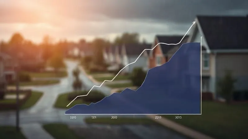 A photorealistic, professional photography, 8K, cinematic lighting, sharp focus on a graph showing an upward trend of insurance costs, with a blurred background of a residential neighborhood experiencing a severe weather event, depth of field, shot on a high-end DSLR.