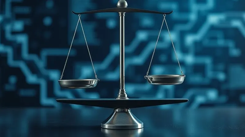 A photorealistic image of a digital scale with one side heavily weighted down and the other side empty, symbolizing an imbalance. In the background, a blurred blockchain ledger with lines breaking. Professional photography, 8K, cinematic lighting, sharp focus on the scale, depth of field blurring the background, shot on a high-end DSLR.