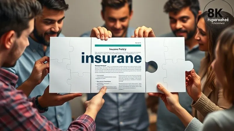 A photorealistic image of a diverse group of people, each holding a unique, custom-fitted puzzle piece, all looking towards a central, perfectly interlocking insurance policy document. The individual pieces represent personalized needs and solutions. Cinematic lighting, sharp focus, vibrant colors, 8K hyper-detailed.