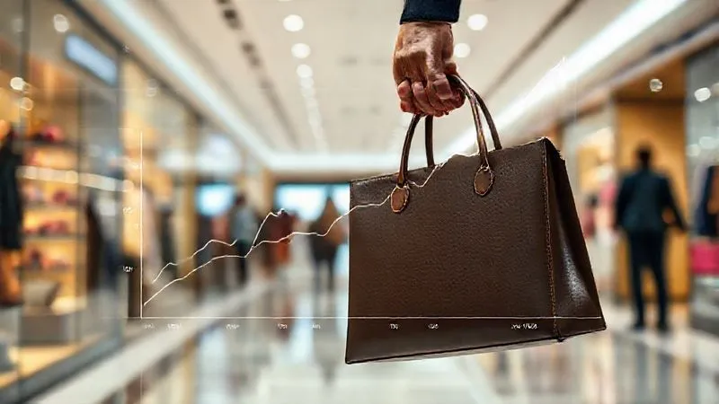 photorealistic, professional photography, 8K, cinematic lighting, sharp focus, depth of field, shot on a high-end DSLR. A person's hand reaches for an expensive designer bag while a subtle, transparent overlay shows a rising graph of their income, but also a rising graph of their expenses, perfectly mirroring each other, illustrating lifestyle creep. The background is a luxurious but slightly sterile shopping environment.
